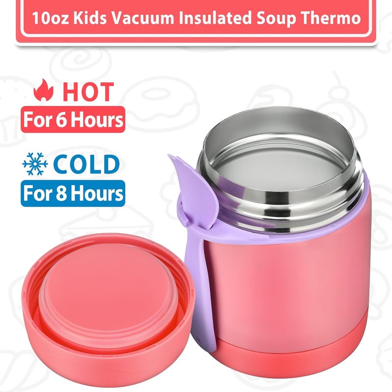 Howeemo 10oz Soup Thermo for Hot Food Kids, Insulated Food Jar with Spoon, Leak Proof Stainless Steel Wide Mouth Lunch Food Thermo Jar for School (Pink) - Image 4